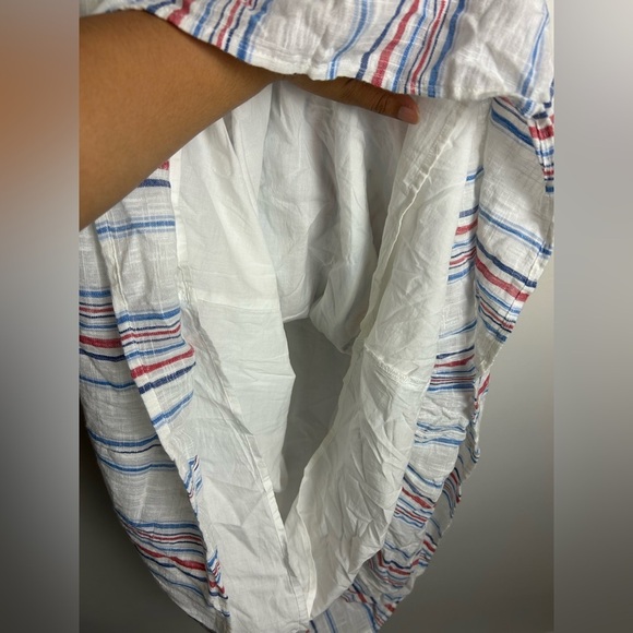 Gap Tall Midi Dress M Linen Blend Striped Summer Vacation Resort Old Money chic - Picture 8 of 16